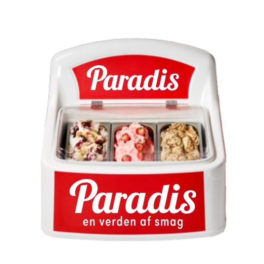 Paradis-isdisk med tre slags is til firmaarrangement