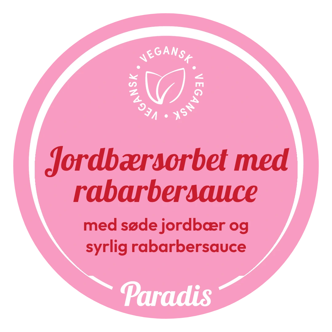 Jordbærsorbet med rabarbersauce